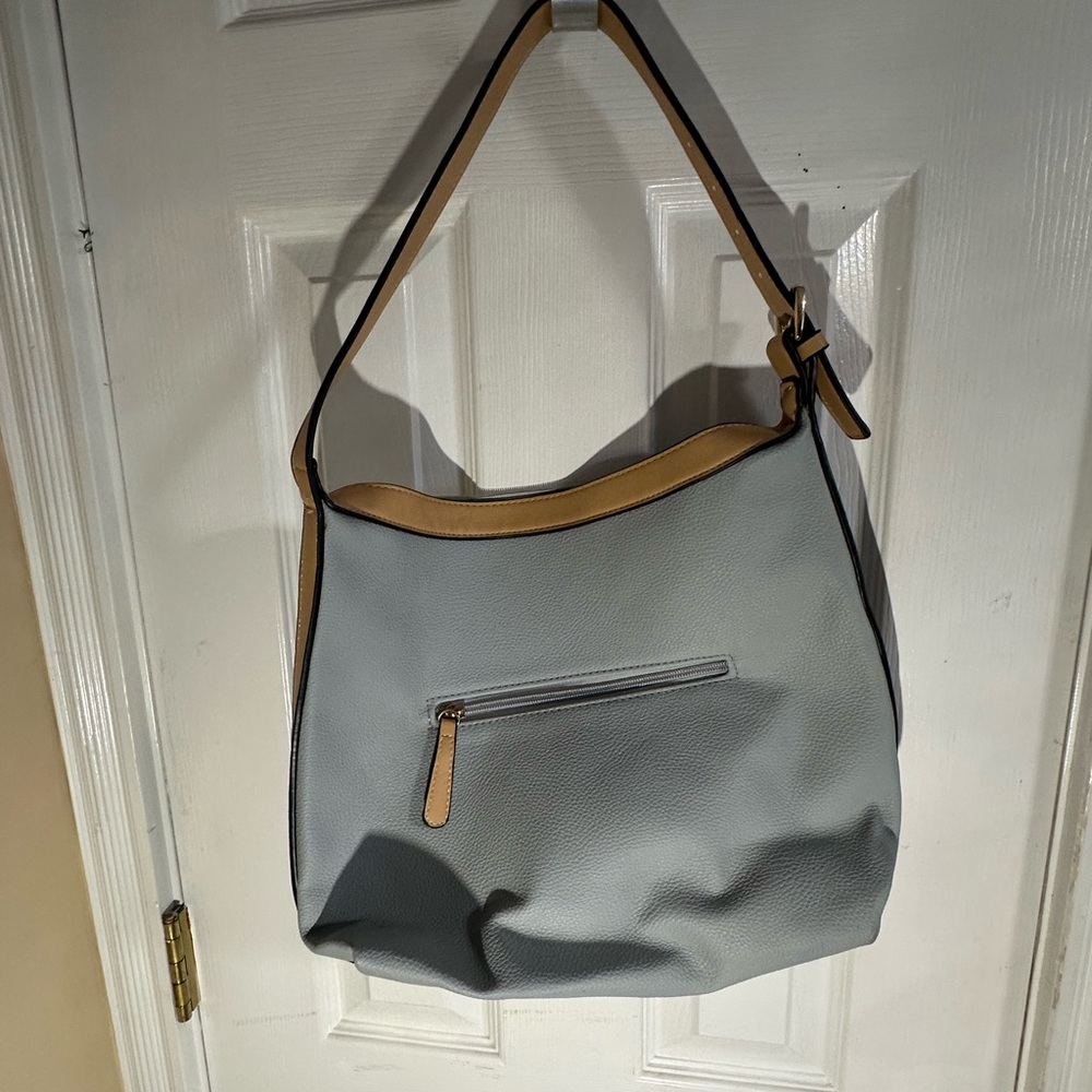 Louenhide Vegan Leather Tan And blue Saddle Bag Tote